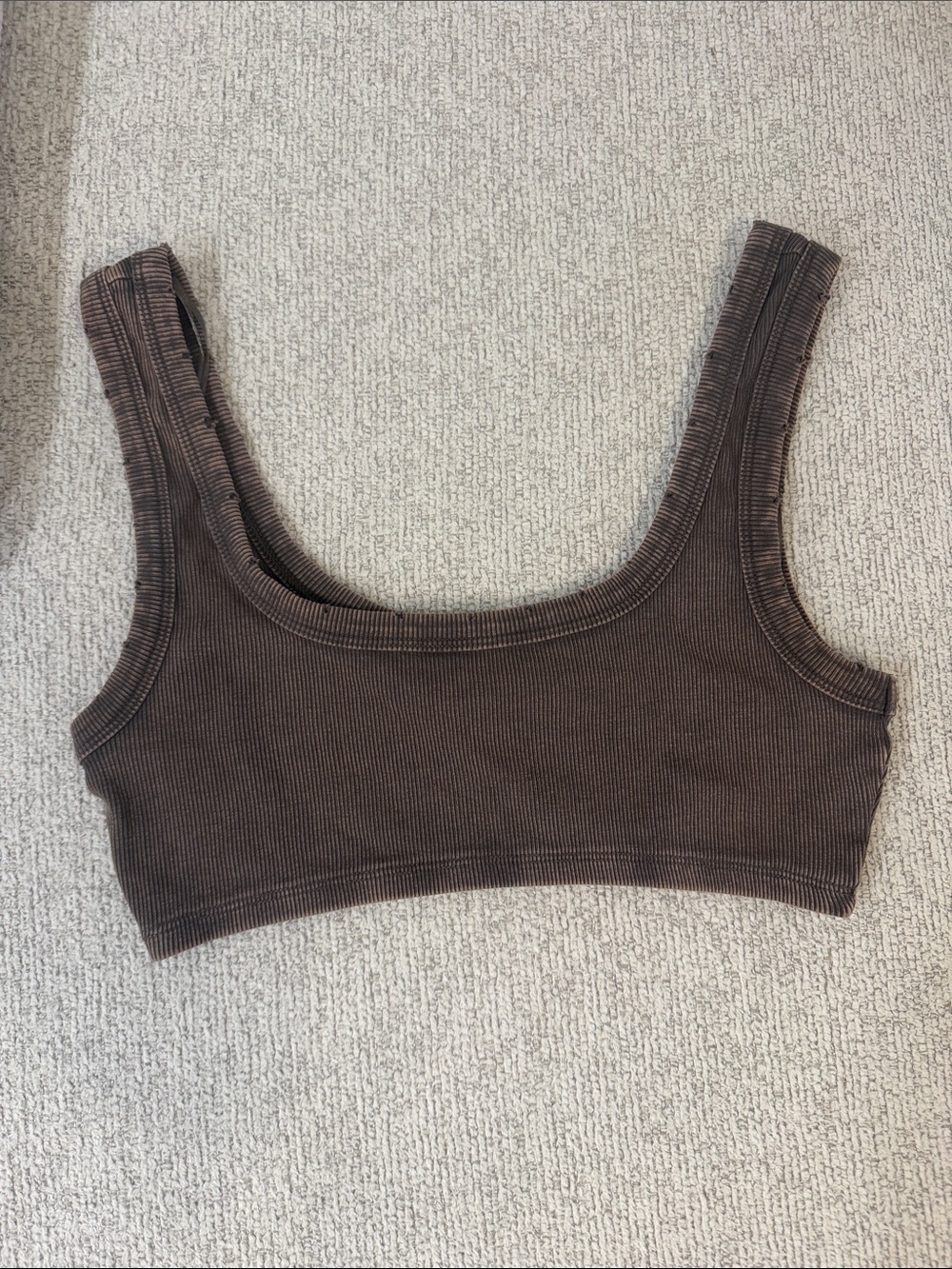 Zara Brown Ribbed Crop Tank Top